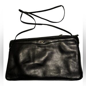 Vintage Palizzio Supple Black Leather Retro Shoulder Bag Purse MINTY High End